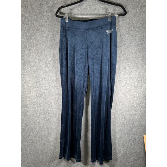 Juicy Couture Pants Women Small Blue Velour Track Pull On Mid Rise‎ Preppy Y2K - Picture 1 of 8